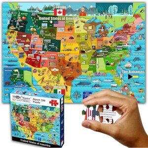 United States Map 250 Pieces Jigsaw Puzzle Fun Educational Toy for  Kids, School